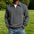 thumbnail image 3 of HAOTAGS Men’s Zip-Up Polo Shirts Lightweight Clean Minimalist Design, Subtle Textured Knit Casual Layering Pullover Tops Dark Gray Size 2XL, 3 of 6