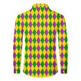 thumbnail image 4 of Fgvctg Carnival Party Long Sleeve Shirts for Men V Neck Button Down Shirt Classic Collared Blouse Mask Print Oversized Business Casual Outfits Yellow 2XL, 4 of 5