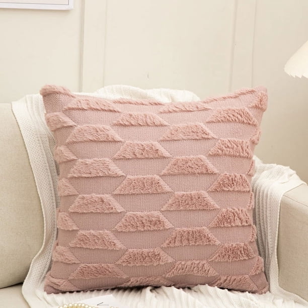 Nvzi 2 fundas de almohada reversibles de pelo largo, clásicas y atemporales, fundas de almohada simples de color puro de 17,72 x 17,72 pulgadas (polvo)