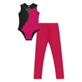 thumbnail image 5 of TiaoBug Kids Girls Rhinestones Sleeveless Gymnastics Dance Leotard Bodysuit And Leggings Pants Athletic Dancewear Hot Pink 14, 5 of 7