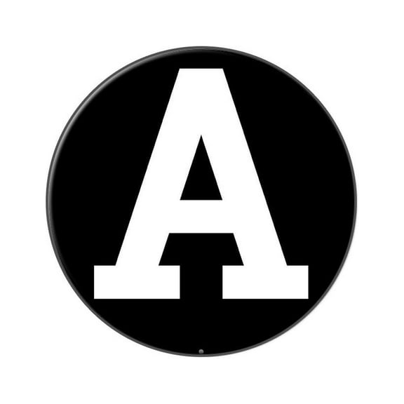 Letter A Initial Black White Lapel Hat Pin Tie Tack Large Round