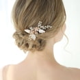 thumbnail image 5 of Conjunto de oro rosa nupcial de 4 piezas, accesorios de boda, peines de horquilla nupcial, joyería de horquilla de flores, 5 of 5
