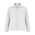 thumbnail image 4 of HomeDM Button Down Shirts for Men Solid Color Casual Long Sleeve Business Work Dress Shirt, White, 4 of 6