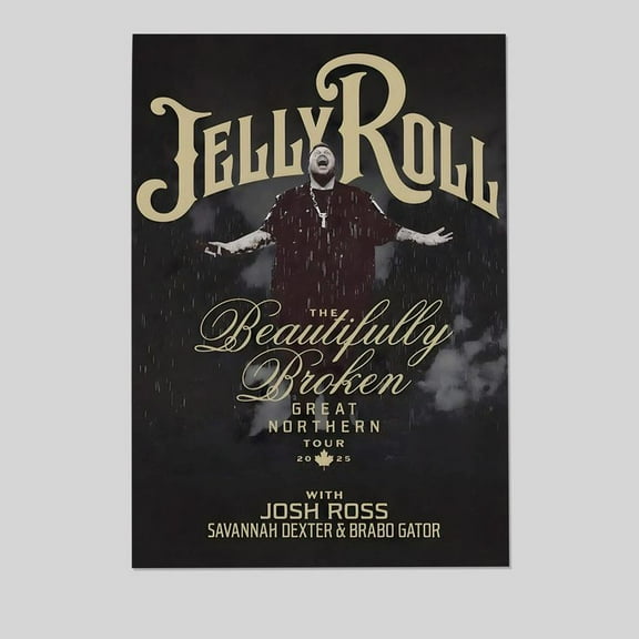 JELLY ROLL The Beautifully Broken Great Northern 2025 Tour Poster - Wall Decor Size 24''x36'' - Postora
