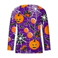 thumbnail image 4 of Fznquz Purple Blouses for Women Halloween Plus Size Pumpkin Shirt V Neck Cute Long Sleeve Casual Womens Clothes, 4 of 5