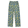 thumbnail image 2 of Wobogo Blue Plaid Lemon Long Pajama Pants Bottoms Soft Sleepwear with Pockets, 2 of 9