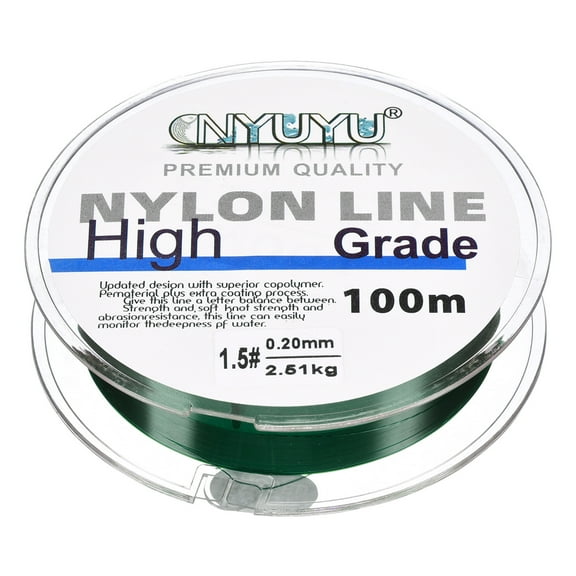 Uxcell 109Yard 6Lb Fluorocarbon Coated Monofilament Nylon Fishing Line Dark Green