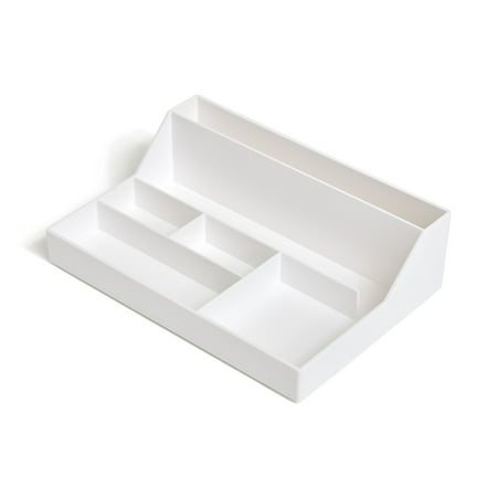 TRU RED 6-Compartment Plastic Desktop Organizer White TR55260