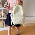 thumbnail image 4 of Polka Dot Backpack with Cute Lace Trim, Large Capacity Multi-Pockets Backpack with Pendant for Shopping Outdoor (Yellow), 4 of 10