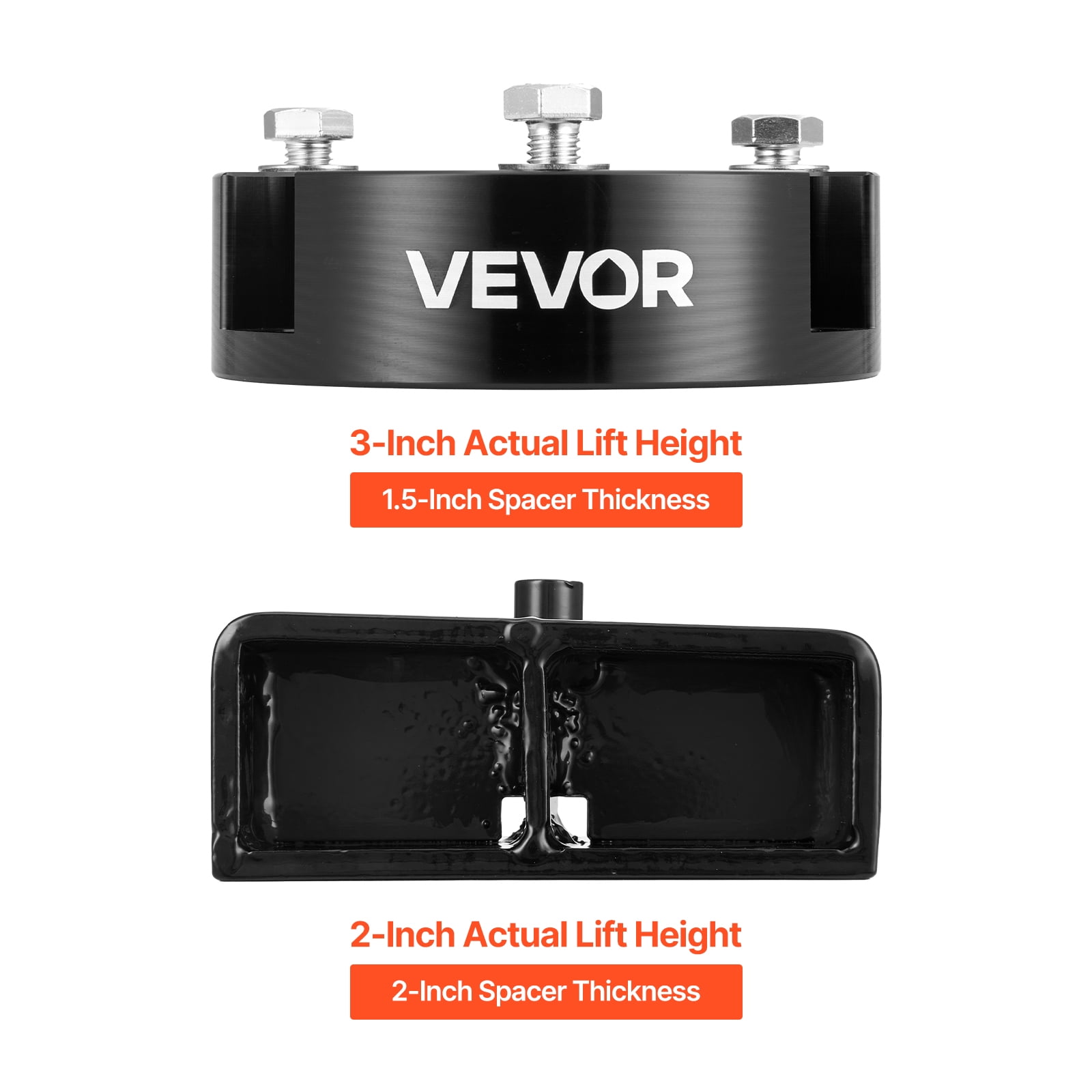 VEVOR 3 Inch Front and 2 Inch Rear Leveling Lift Kit for 2005-2021, 2022, 2023 Toyota Tacoma 2WD/4WD, Chassis Level Kit with 2 Front Strut Spacers,2 Rear Lift Blocks,4 U-Bolts,Suspension Level Kit