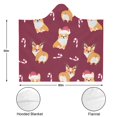 thumbnail image 3 of Wearable Blanket,Christmas Corgi Hooded Wearable Flannel Blanket for Adults & Teens,Winter Poncho Shawl Wrap Cape Cozy Anti-Pill,50"x60", 3 of 5