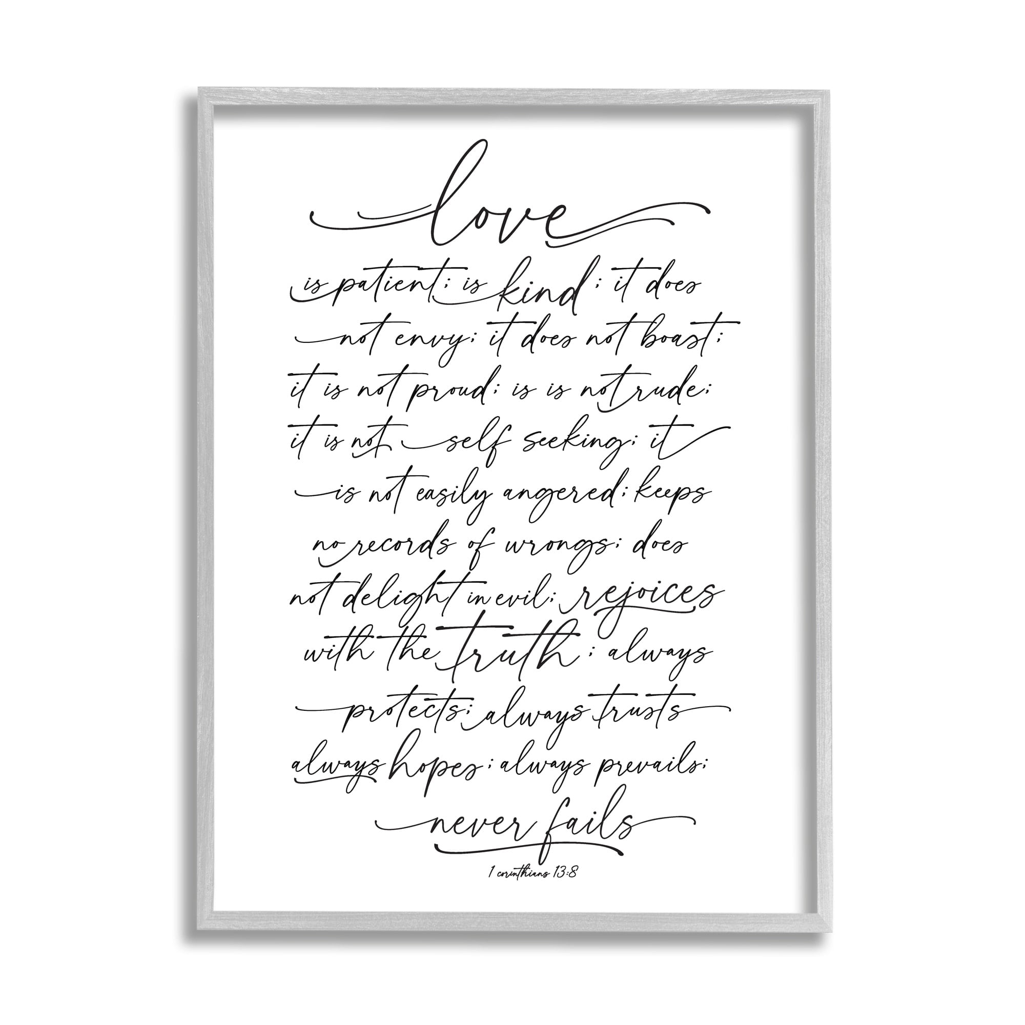 Stupell Industries Heartfelt Love Is Quote Classy Cursive Typography Graphic Art Gray Framed Art Print Wall Art, Design by Lettered and Lined