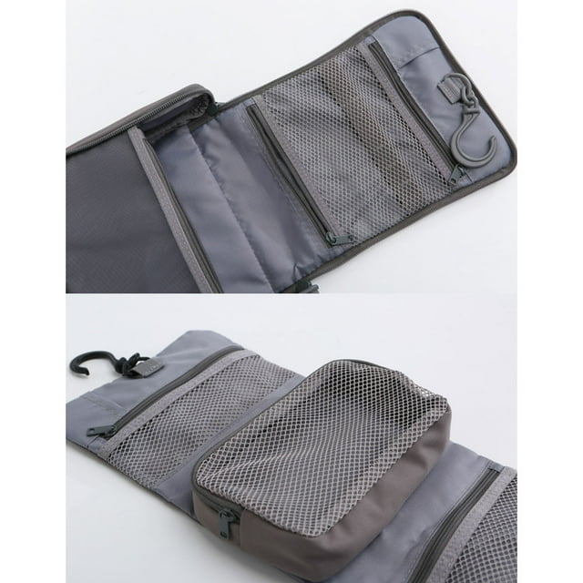 Langgg Trousse de Toilette Suspendue Adaptée à Tous Types de Cosmétiques, Multiples Compartiments, Trousse de Toilette de Voyage Grise G