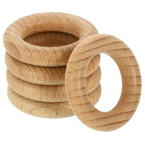 5 Pack Wood Rings, 1.57"(40mm) OD. 8mm Thick Natural Beech Solid Wooden Rings Smooth Unfinished Wooden Circles