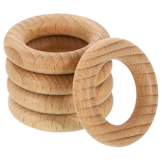 6Pcs 85mm (3.3-inch) Unfinished Wood Rings - 10mm Thick Natural Wood Circles For Macrame, DIY Crafts