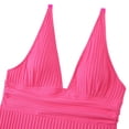 thumbnail image 4 of Women's One Piece Swimsuit Fashion Deep V Neck Adjustable Straps Bathing Suit Low Back Beach Swimwear (S, Pink), 4 of 6