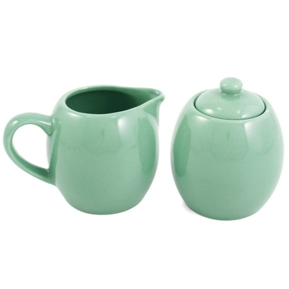 Seafoam Green Ceramic Creamer and Sugar Service Set with Lid