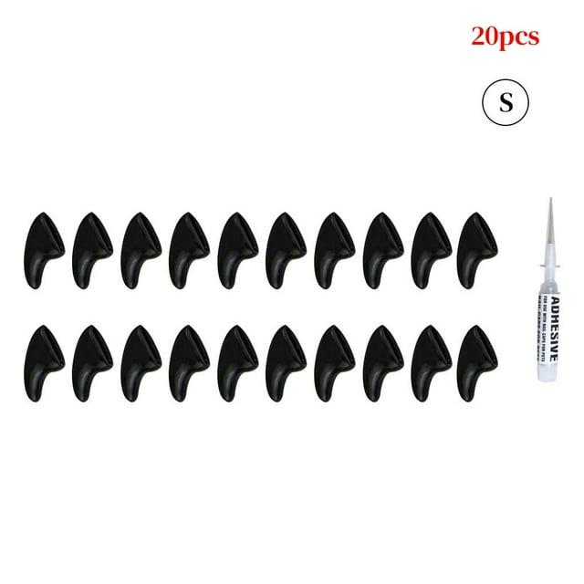 20 Pcs/ensemble Couvre-Griffes pour Animaux, Capuchon de Protection en Résine avec Colle, Fournitures pour Animaux, Noir, P