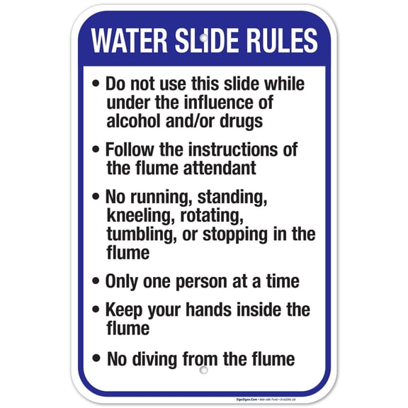 Montana Water Slide Rules Sign, Complies With State Of Montana Pool Safety Code, (SI-62091) 12x18 Aluminum