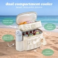 thumbnail image 3 of Fit + Fresh Sidekick Insulated Cooler Bag, 15 Can Dual Compartment, Pina Colada - Neutral Stripe, 3 of 10
