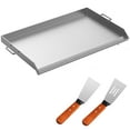 thumbnail image 3 of KFFKFF Stainless Steel Grill Griddle, 32" X 17", Universal Rectangular Flat Top Plate, Nonstick Grill Pan Suitable for BBQ Charcoal/Gas Grill, with 2 Handles and a Grease Groove with Hole, 3 of 9