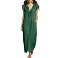thumbnail image 4 of QGJZVUNL Flutter Sleeve Maxi Dresses for Women Summer Outfits Casual Ruffle V Neck Sleeveless Sundress Size XL, 4 of 6