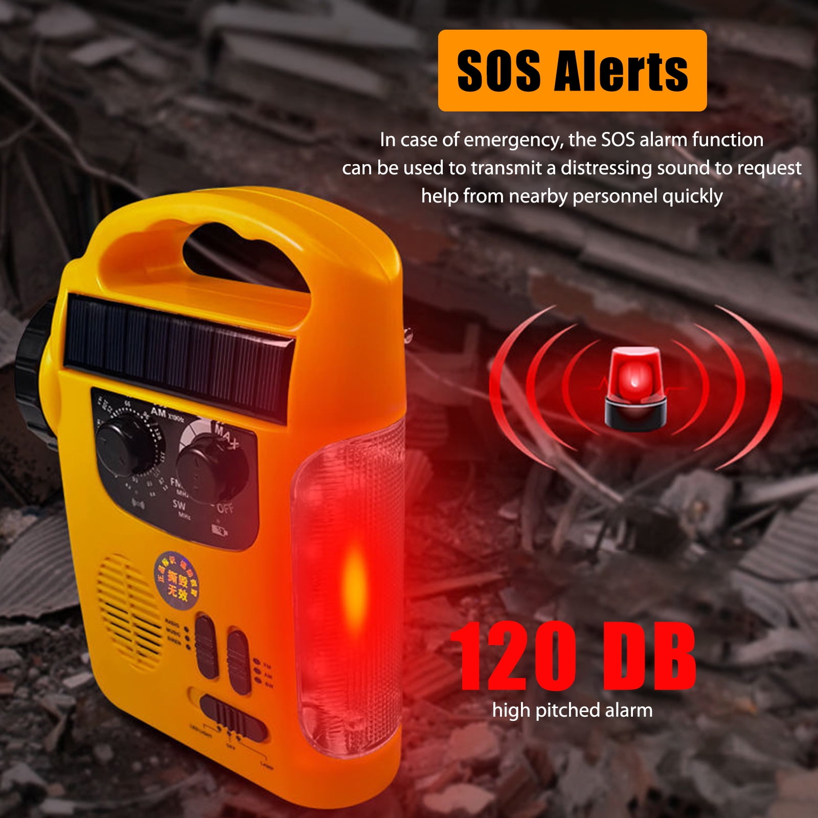 Yucurem Multifunctional Solar Emergency Weather Radio Handcrank Am/fm Radio (Yellow)