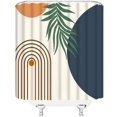 thumbnail image 3 of Boho Mid Century Modern Shower Curtain Abstract Tropical Leaves Arch Line Sun Blue Orange Geometry Minimalisti Fabric Bathroom Curtains Decor Set with Hook(72" WX72 H), 3 of 6