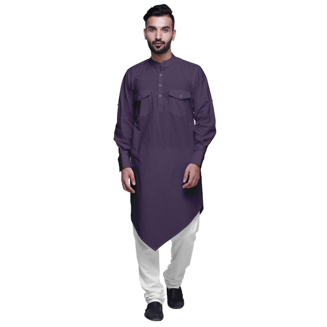 Atasi Kurta Long en Coton pour Hommes à Manches Longues Kurta Indienne Tenue de Fête Festive