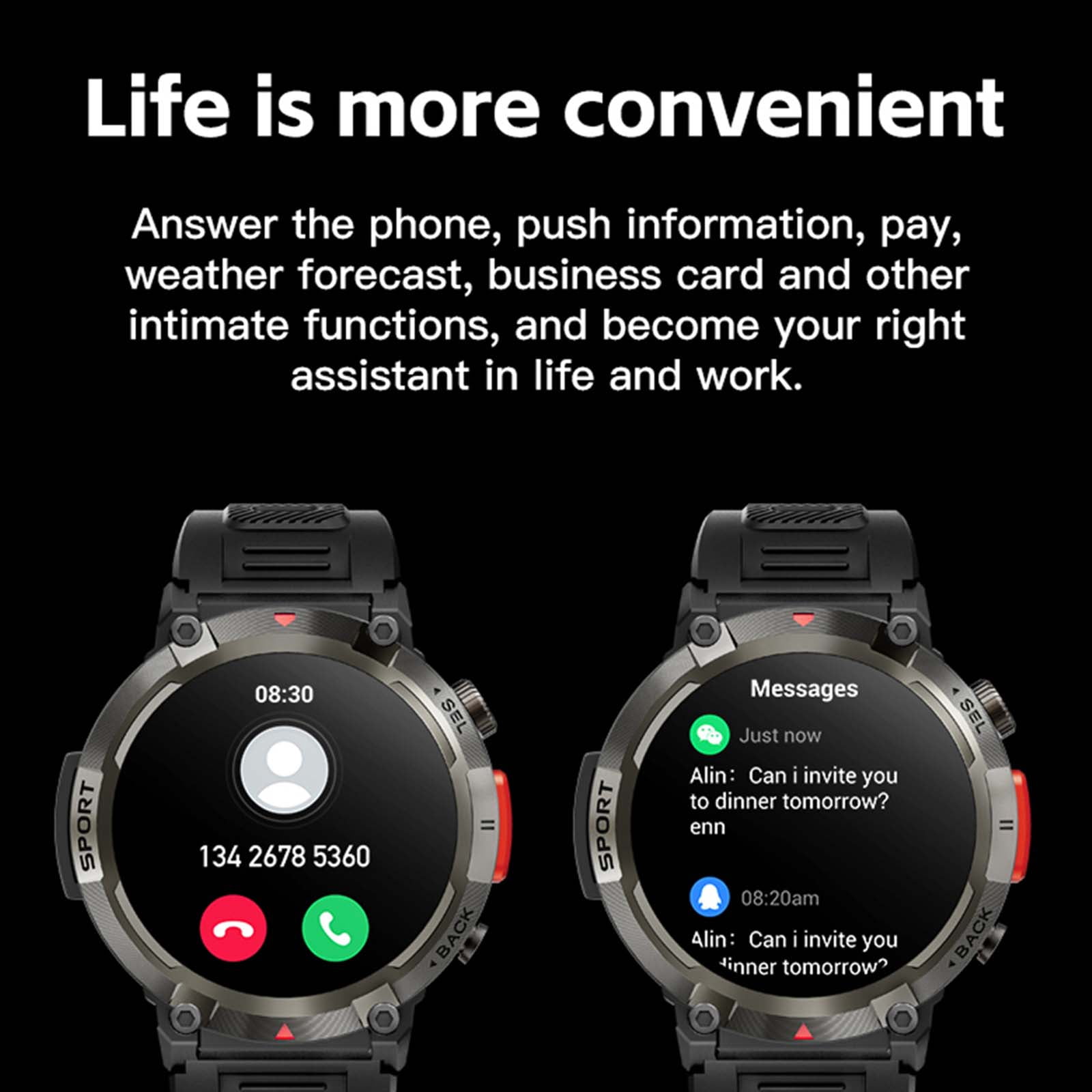 Smart Watch(Receive & Dial), 2023 Newest 1.45" TFT HD Full Touch Screen, Smart Watch for Men Women, SmartWatchs with Health Tracker/Fitness Tracker/Call/Text/Flashlight