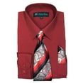 thumbnail image 1 of Camisa de vestir Fortino Landi de manga larga para hombre con corbata y pañuelo a juego SG21B, 1 of 2