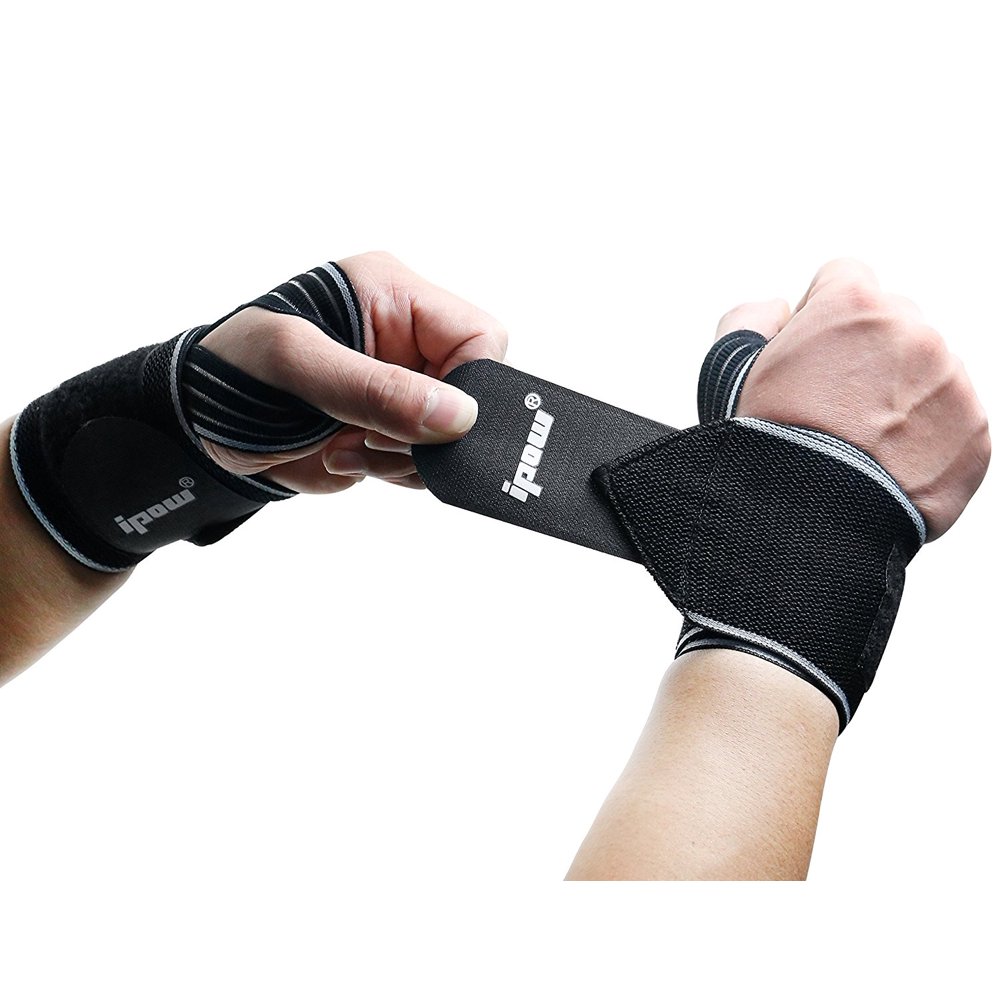 IPOW 2pcs 18.5" Wrist Straps and Lifting Straps Gym Workout Wrist Brace