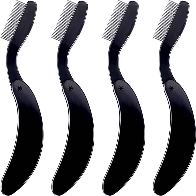 4 paquetes de peine plegable para pestañas, dientes de acero inoxidable, peine para cejas, cepillo de maquillaje para pestañas y cejas Adepaton HMHZ223-1