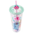 thumbnail image 4 of Silver Buffalo Lilo and Stitch aloha Stitch taza fría de plástico colorida con tapa y pajita decorativa, 24 onzas, 4 of 6