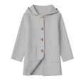 thumbnail image 3 of Girls Trench Coats Hooded Cute Windproof Wool Blend Peacoats Kid Girls Winter Jackets (Light Gray), 3 of 6