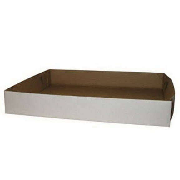 Vineland Packaging 1/2 Sheet Slotted Tray Small Corrugated Cake Box White Outside Kraft Inside, 18" Length x 13" Width x 2.5" Depth | 50/Bundle