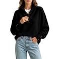 thumbnail image 2 of Zormilly Oversized Sweaters for Women Long Sleeve Mock Neck Soft Sweaters with Buttons Business Casual Tops, S-3XL, 2 of 9