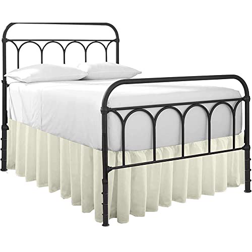 Ruffled Bed Skirt with Split Corners-Dust Ruffle - 15" Drop 100% Microfiber Soft,Sheen & Luxurious Look - Bed Skirts (Ivory -Twin)