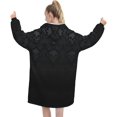 thumbnail image 3 of Gothic Wallpaper Skull Print Oversized Blanket Hoodie, Wearable Blanket Adult For Women Men And Teenager, Super Soft Warm Flannel Fluffy Hooded Blankets Sweatshirt With Big Pocket, 3 of 8