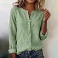 thumbnail image 2 of GUACER Womens Linen Long Sleeve Blouses Fashion Solid Button Down V Neck Loose Casual Spring Summer Outfits, 2 of 9