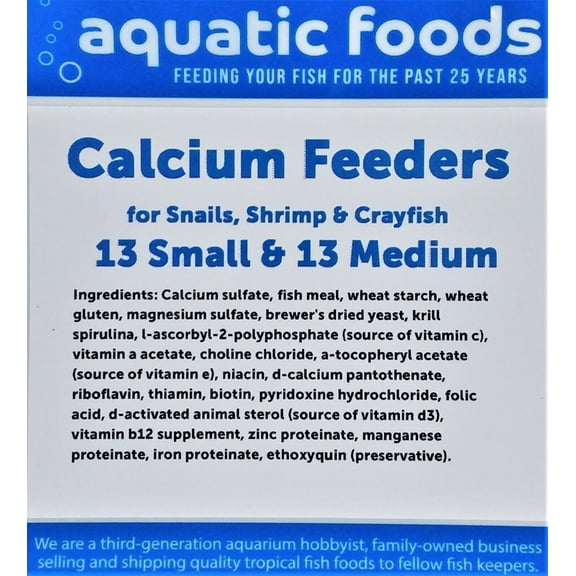 Calcium Feeder Disks  for Shrimp, Snails, Crabs, Crayfish, Hermit Crabs and all Tropical Fish, 26 Count Bag of Small & Medium