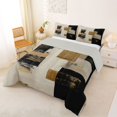 thumbnail image 3 of Castle Fairy Abstract Geometric King Size Comforter Sets 3pcs,Mid Century Vintage Watercolor Comforters King Size,Charcoal Beige,Reversible,1 Comforter and 2 Pillowcases, 3 of 6