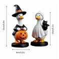 thumbnail image 6 of AZXY Indoor Halloween Decorations, 2 Pack Resin Halloween Duck Tabletop Ornament Witch Costume Duck & Ghost Cloak Duck with Black Cat for Bedroom Bar Mantel Retail Store Window Party Yard Garden, 6 of 7