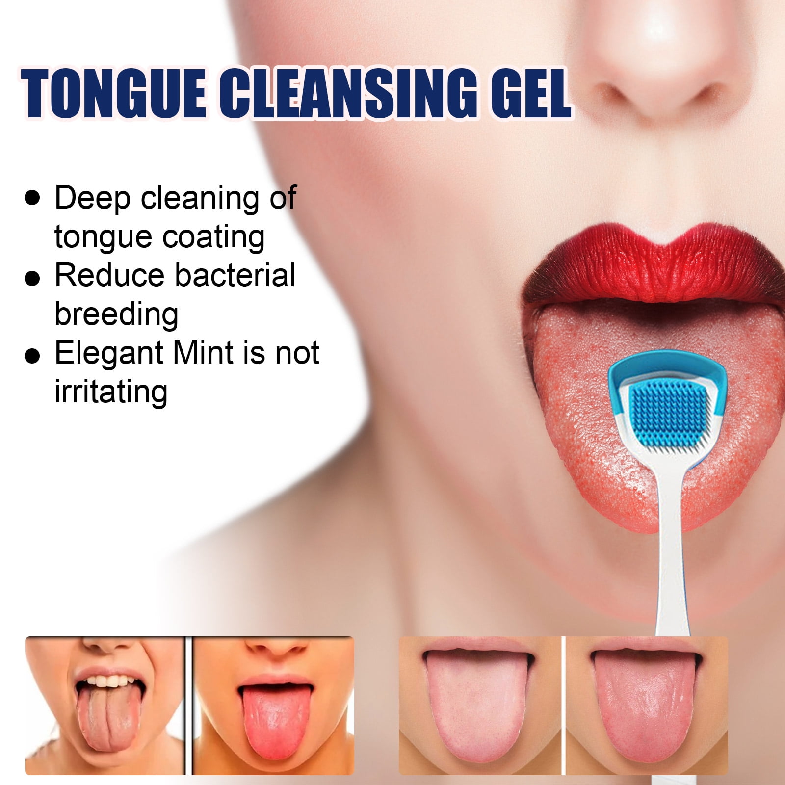 Alvantor Tongue Gel Cleaner Oral Care Kit with Brush for Adults 1.76oz