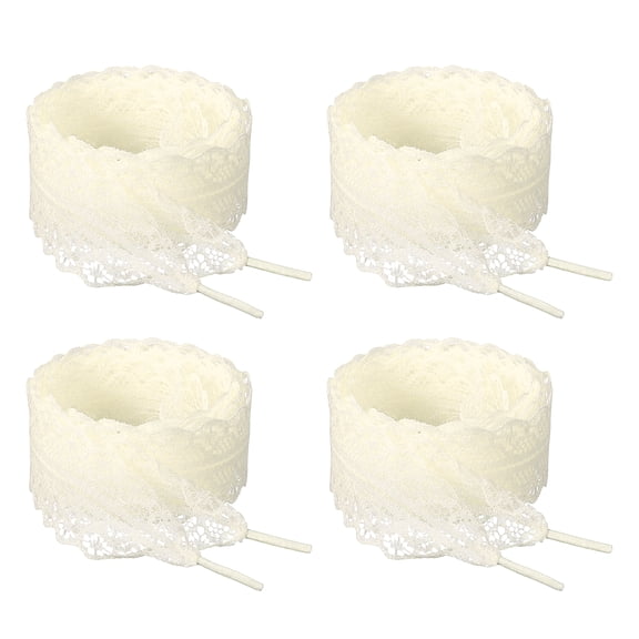 2 Pairs 2.2cm Lace Shoelaces, 62.99" Long Flat Fancy Lace Shoestring, Beige