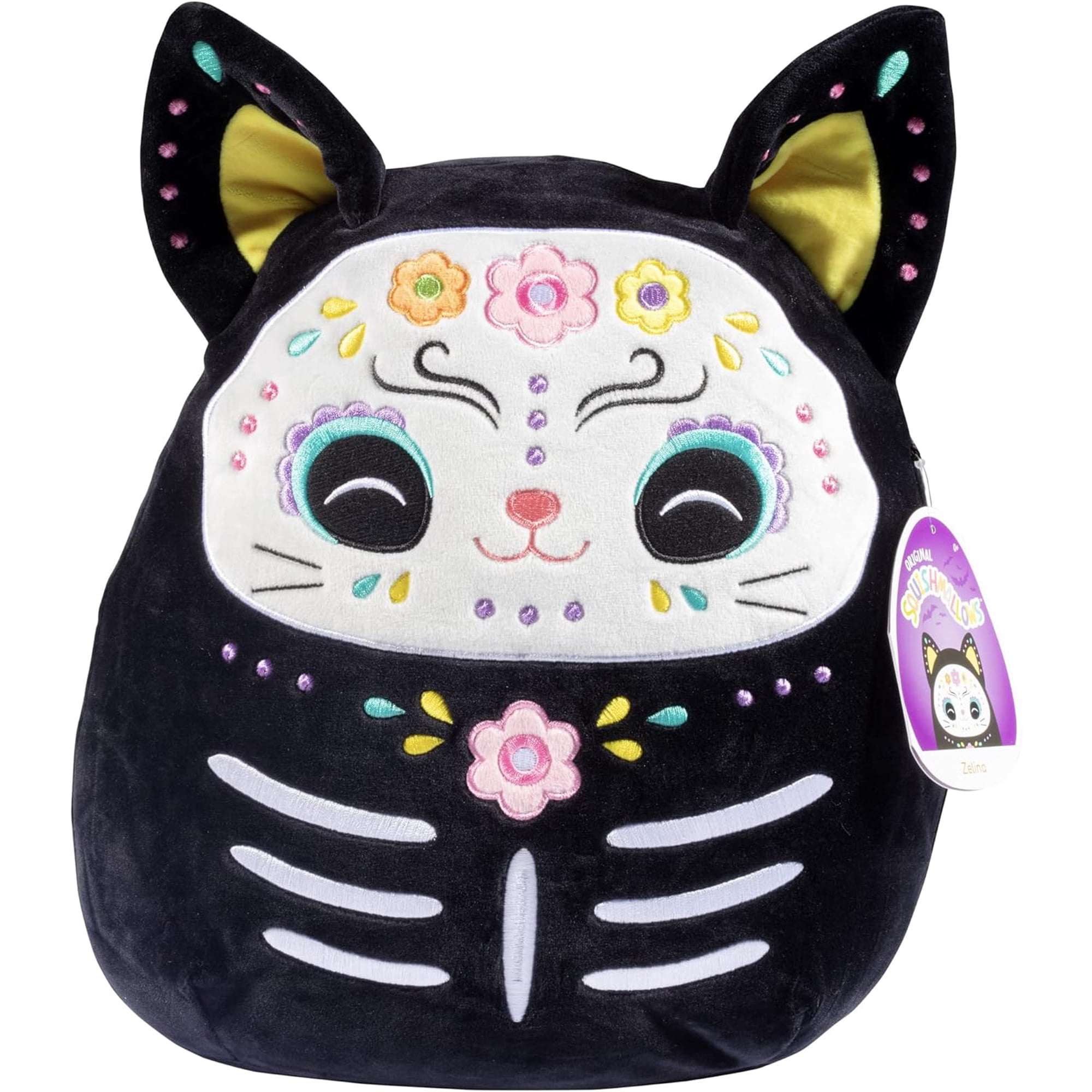 Squishmallows Original 12-Inch Zelina Day of The Dead Cat - Official Jazwares Plush - Collectible Soft & Squishy Kitty Stuffed Animal Toy
