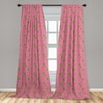thumbnail image 4 of Ambesonne Hawaiian Curtains, Bananas Jungle Leaves Art, Pair of 28"x84", Pale Fuchsia and Olive Green, 4 of 4