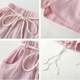 thumbnail image 4 of Mercatoo Toddler Baby Girl Summer Shorts Solid Color Casual Short with Knitted Belt Leaf for 2 to 7 Years Kids and Little Girls, 4 of 5