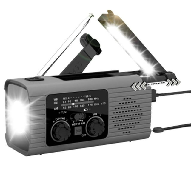 liraijei Radio Solaire Rechargeable avec Lumière LED, Rechargeable d'Urgence H2P0