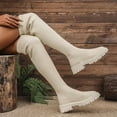 thumbnail image 6 of Wowcloth Winter Fashion Casual Mesh Stretch Over-the-Knee Boots for Women – Comfortable Round Toe with Chunky Low Heel, Solid Color Design for Winter Outfits, 6 of 9